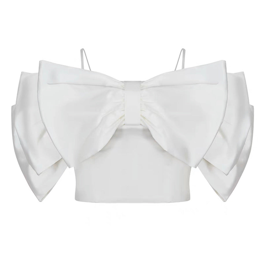 Oversized Triple Bow Cami Top in White