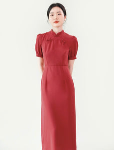 Knot Button Midi Cheongsam [2 Colours]