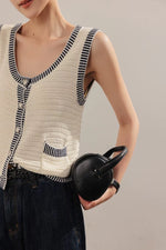 Load image into Gallery viewer, Contrast Knit Vest Top in Cream
