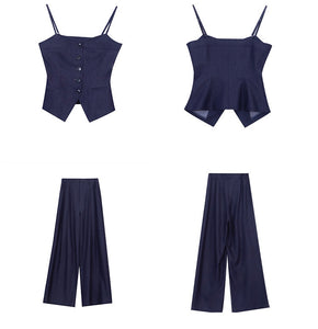 Sweetheart Cami Top + Trousers Set in Navy