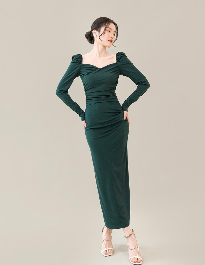 Sweetheart Shirring Maxi Dress [3 Colours]