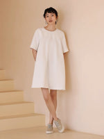 Load image into Gallery viewer, U Back Pocket Tent Dress in White
