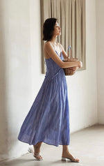 Load image into Gallery viewer, Textured Ruffle Cami Dress in Blue
