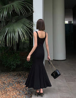 Load image into Gallery viewer, Mermaid Maxi Stretch Dress in Black
