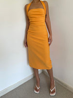 Load image into Gallery viewer, Halter Bodycon Midi Dress in Yellow
