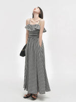 Load image into Gallery viewer, Gingham Pocket Maxi Dress in Black
