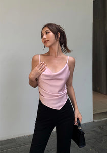 Drape Asymmetric Cami Top in Pink