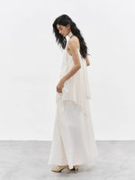 Load image into Gallery viewer, Asymmetric Layered Maxi Dress + Neck Drape in Cream

