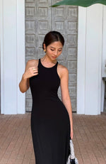 Load image into Gallery viewer, Deep Cut Tank Maxi Dress in Black
