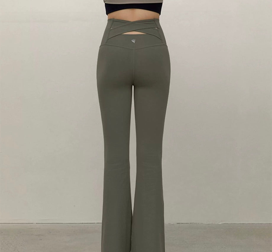 High Rise Cutout Back Flare Leggings [2 Colours]