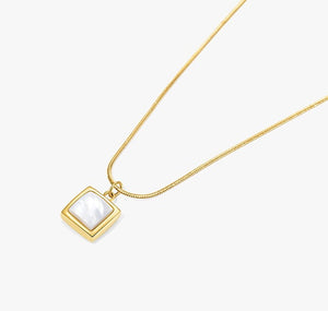 Mother Of Pearl Square Pendant Necklace