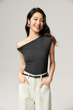 Load image into Gallery viewer, Asymmetric Toga Top in Grey
