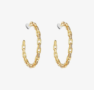 Chain Diamante Open Hoop Earrings