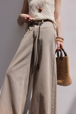 Load image into Gallery viewer, Tencel Blend Wide Flare Leg Jeans in Khaki
