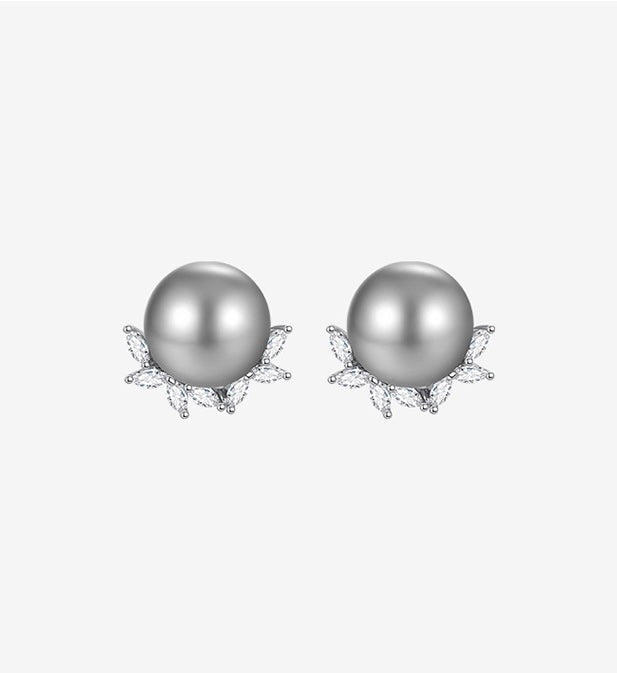 Pearl Diamante Edge Earrings
