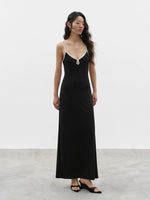 Load image into Gallery viewer, Tencel Contrast Maxi Dress in Black
