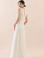 Load image into Gallery viewer, Halter Off Shoulder Maxi Gown in White
