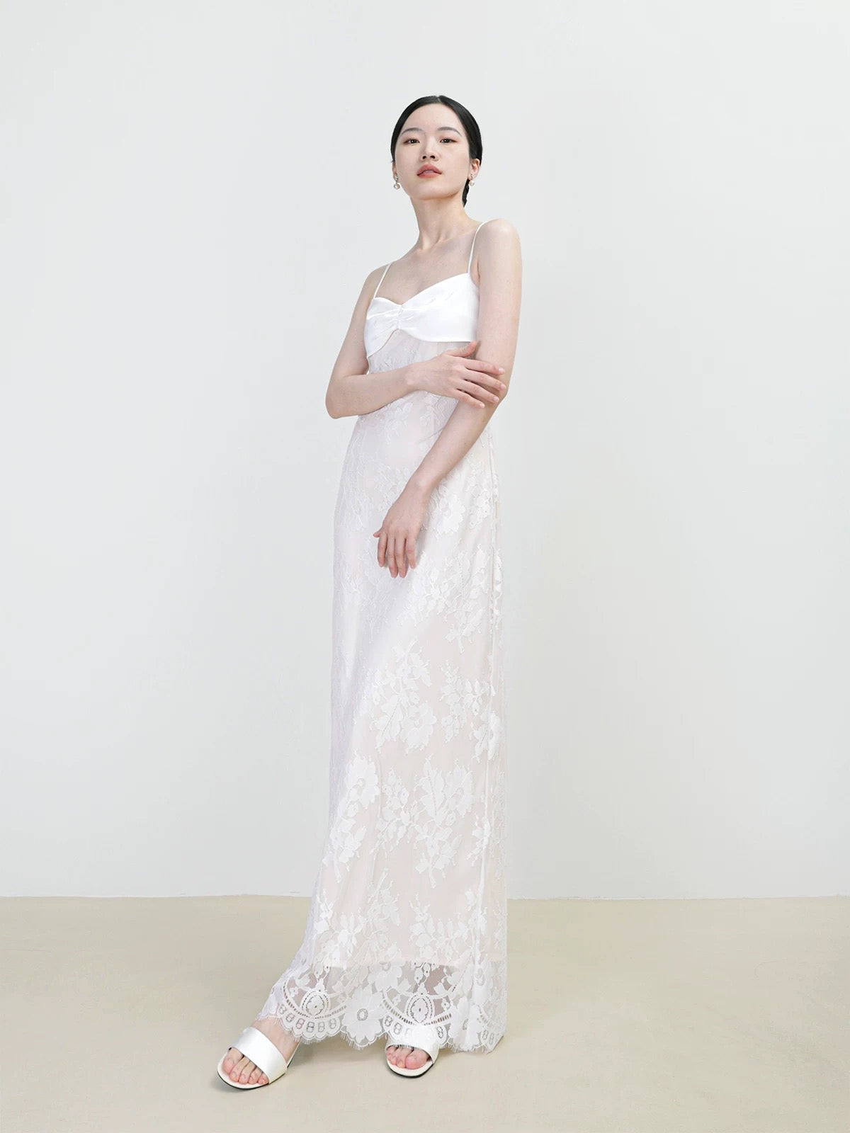 Lace Layered Gown in White