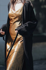 Load image into Gallery viewer, Metallic Tie Back Slip Dress in Gold
