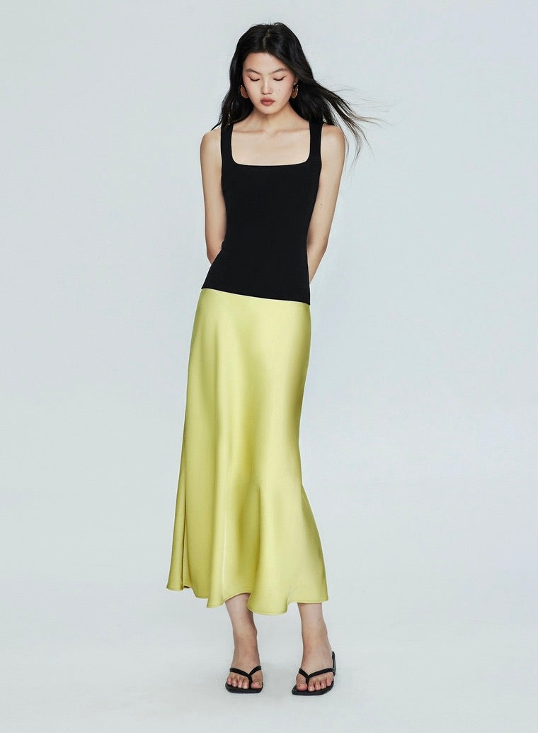 Classic Bias Cut Slip Skirt in Yellow