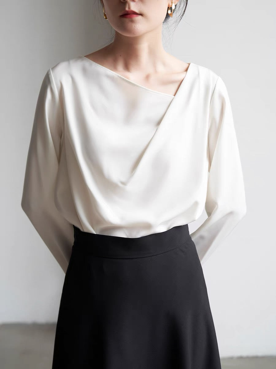 Drape Long Sleeve  Blouse [2 Colours]