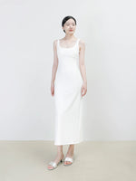 Load image into Gallery viewer, Tailored Stretch Shift Dress in White
