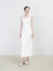 Tailored Stretch Shift Dress in White