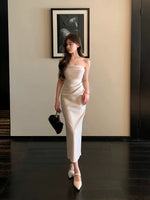Load image into Gallery viewer, Gathered Stretch Bustier Dress in Cream
