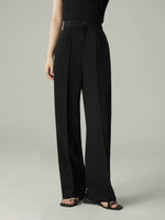 Load image into Gallery viewer, Tailored Straight Leg Line Trousers in Black
