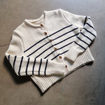 Load image into Gallery viewer, [KR] Woolly Striped Cardigan in Cream/Black
