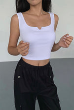 Load image into Gallery viewer, Shelf Bra Cropped Dip Tank in White
