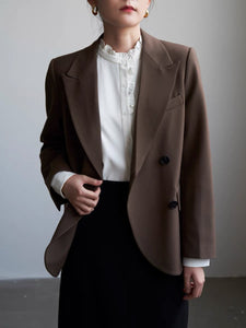 Curve Hem Relaxed Blazer in Brown