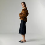 Load image into Gallery viewer, Altea Satin Lace Skirt in Black
