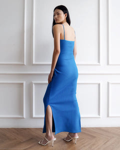 Aria Cutout Twist Dress in Blue