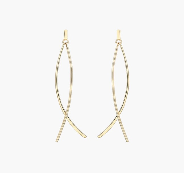 Curved Line Drop Earrings