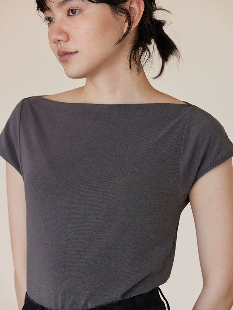 Tencel Boatneck Top in Grey