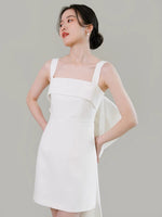 Load image into Gallery viewer, Detachable Maxi Bow Mini Dress in White
