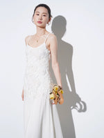 Load image into Gallery viewer, Floral Applique Maxi Dress in White
