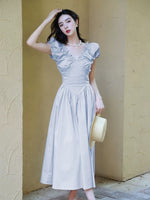 Load image into Gallery viewer, Puff Sleeve Pocket Maxi Dress in Blue
