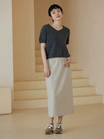 Load image into Gallery viewer, Textured H-Line Skirt in Beige
