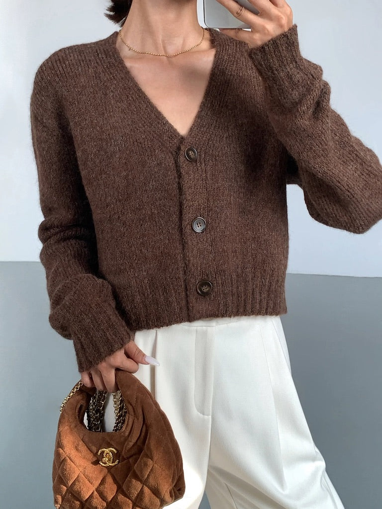 Woollen Cropped Cardigan [2 Colours]