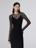 Load image into Gallery viewer, Sheer Lace Layer Dress in Black
