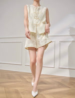 Load image into Gallery viewer, Floral Sequin Embroidered Top // Shorts in Cream
