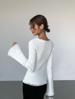 Load image into Gallery viewer, Fray Edge Trumpet Sleeve Cardigan Top [2 Colours]
