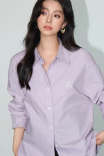 Load image into Gallery viewer, Embroidered Letter Cotton Shirt [3 Colours]
