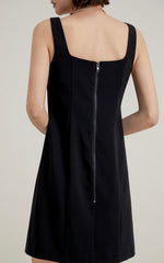 Load image into Gallery viewer, Tweed Button Shift Dress in Black
