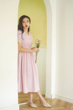 Load image into Gallery viewer, Vintage Scallop Edge Midi Dress in Pink
