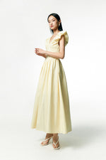 Load image into Gallery viewer, Gathered Drop Waist Maxi Dress in Yellow
