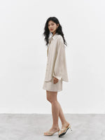 Load image into Gallery viewer, Tencel Blend Sheen Shirt in Oat Beige
