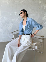 Load image into Gallery viewer, Chambray Shirt + Shorts Set
